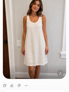 Vineyard Vines White Textured Midi Tank Dress